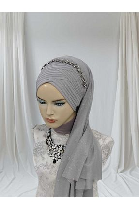 شال طوسی زنانه پنبه پلی استر NurAy - کد 869380622