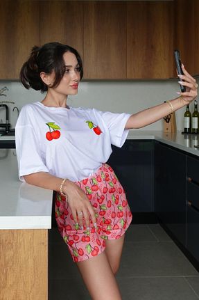 ست لباس راحتی سفید زنانه چاپی FACETTE - کد 837083585