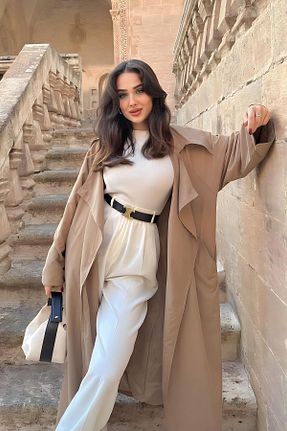 ترنچکت قهوه ای زنانه پلی استر FACETTE - کد 367455332