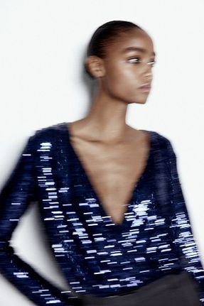 بادی سرمه ای زنانه یقه هفت H&M - کد 868752886