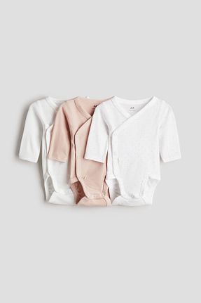 بادی و سرهمی نوزادی سفید بچه گانه پنبه ای H&M - کد 857901547