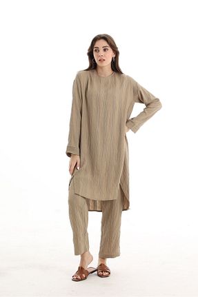 شلوار حجاب قهوه ای زنانه مخلوط ویسکون QANU - کد 279592826