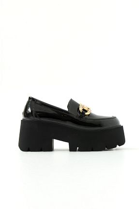 کفش لوفر مشکی زنانه چرم لاکی Gökçe Shoes - کد 869949167