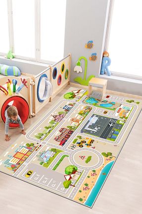 فرش بچه گانه بژ پلی استر West Home - کد 869611795
