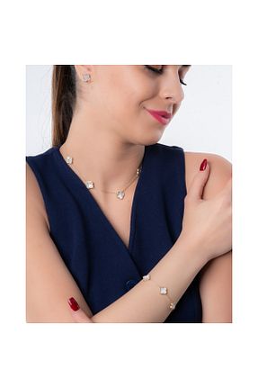 گوشواره طلا سفید زنانه 8 عیار YCL JEWELLERY - کد 839592403