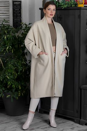 پالتو پشمی بژ زنانه رگولار Chiccy - کد 869733960