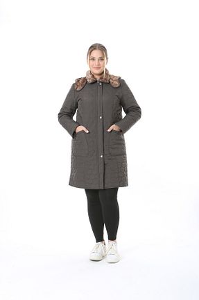 کاپشن سایز بزرگ خاکی زنانه Kazak TUTveAL Collection - کد 869716967