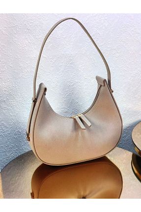 کیف دوشی بژ زنانه چرم خالص BAGS - کد 869727134
