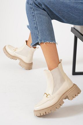 بوت / نیم بوت بژ زنانه چرم مصنوعی Moda Pie - کد 869771965