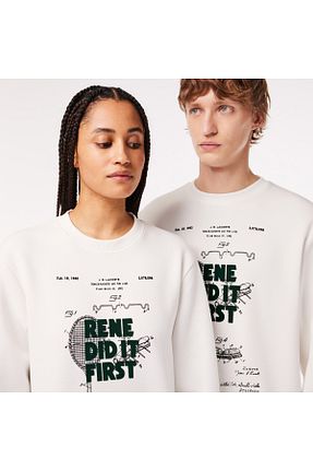 سوئیشرت بژ مردانه ساده Lacoste - کد 848198965