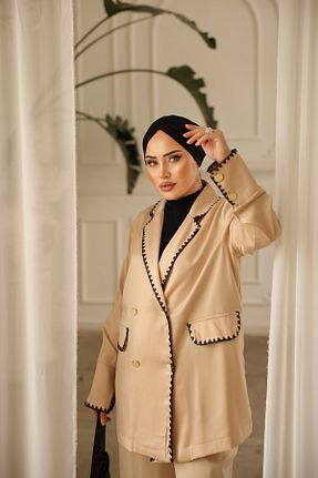 ست بالاتنه و پائین تنه حجاب بژ زنانه رگولار MİMİ Luxury Wear - کد 869086668