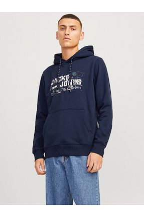 سوئیشرت سرمه ای مردانه چاپی Jack & Jones - کد 847167108