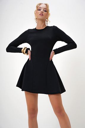لباس مشکی زنانه بافتنی Trend Alaçatı Stili - کد 868645015