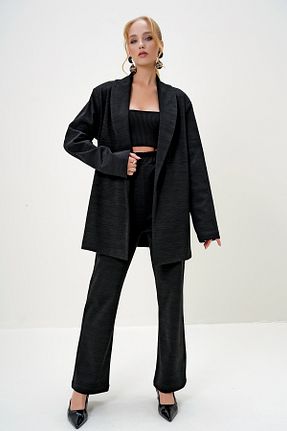 ست بالاتنه و پائین تنه مشکی زنانه بافتنی Trend Alaçatı Stili - کد 868656110