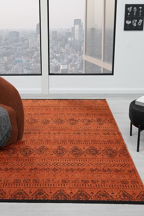 گلیم نارنجی پلی استر Prestige Halı - کد 868428008
