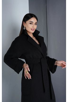 پالتو مشکی زنانه پشمی Eccim Fashion - کد 826837545