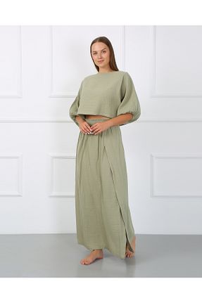 دامن سبز زنانه پنبه ای ağva collection - کد 868485522