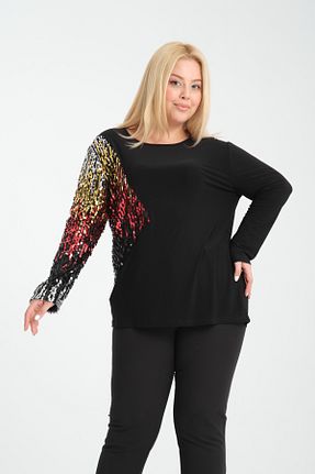 بلوز سایز بزرگ مشکی زنانه سایز بزرگ MODA - کد 869150153