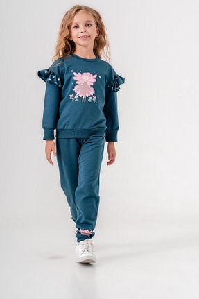 ست بالاتنه و پائین تنه آبی بچه گانه بافت Mışıl Kids - کد 850102686