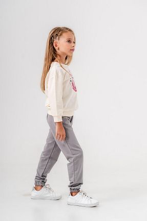 ست بالاتنه و پائین تنه طوسی بچه گانه بافت Mışıl Kids - کد 852738050