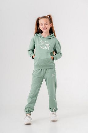 ست بالاتنه و پائین تنه سبز بچه گانه بافت Mışıl Kids - کد 850102901
