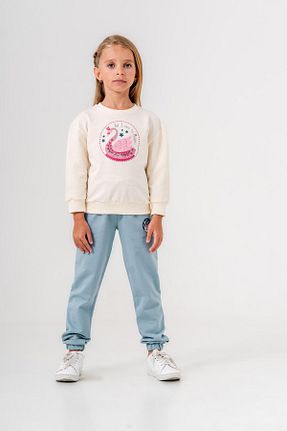 ست بالاتنه و پائین تنه آبی بچه گانه بافت Mışıl Kids - کد 852821494