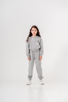 ست بالاتنه و پائین تنه طوسی بچه گانه بافت Mışıl Kids - کد 849924019