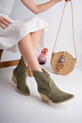 بوت / نیم بوت سبز زنانه چرم خالص Lizizu - کد 826526230