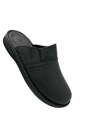 دمپائی مشکی زنانه چرم خالص ÇELİKSANDALET - کد 868102416
