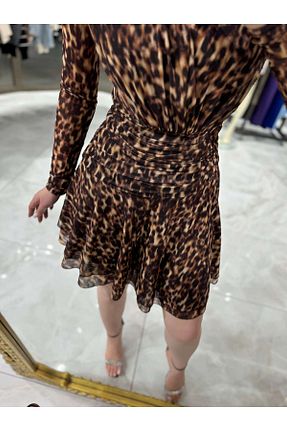 لباس قهوه ای زنانه توری missswans - کد 868539706