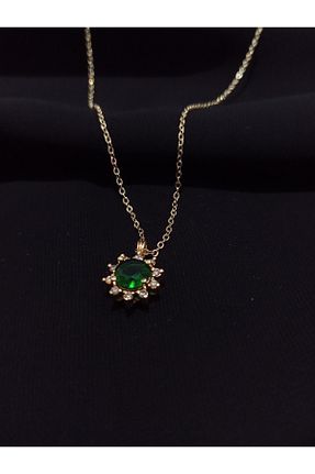 گردنبند جواهر سبز زنانه روکش طلا Last For Sell - کد 864196232