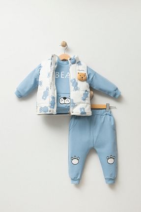 ست نوزادی آبی بچه گانه پنبه ای Jikko Baby - کد 865396788