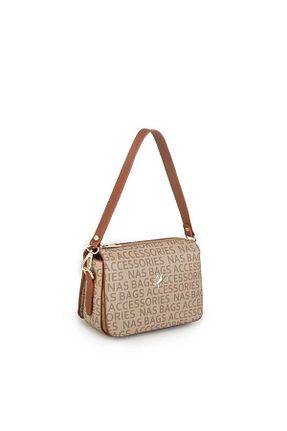 کیف پستچی قهوه ای زنانه چرم مصنوعی Nas Bag - کد 694775948