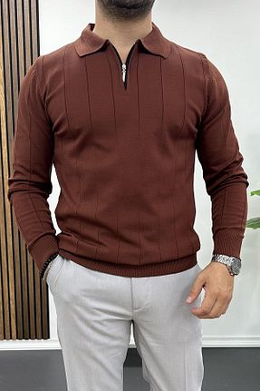 پلیور نارنجی مردانه ساده Edwox - کد 868624763