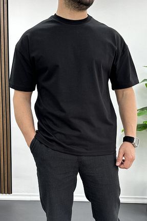 تیشرت مشکی مردانه اورسایز Edwox - کد 813944410
