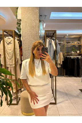 لباس سفید زنانه لیکرا Parlabyayçe - کد 868619100