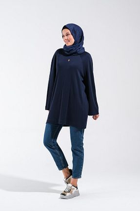 تونیک حجاب سرمه ای زنانه پنبه ای Plistre - کد 868650975