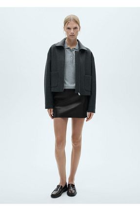 دامن مشکی زنانه چرم مصنوعی MANGO - کد 868670595