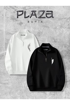 سوئیشرت مشکی زنانه ساده Plaza Butik - کد 867826527