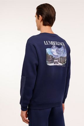 سوئیشرت سرمه ای مردانه چاپی Lumberjack - کد 868804533