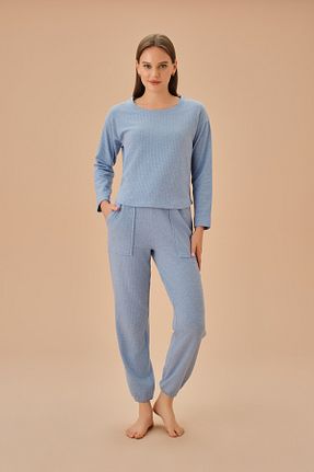ست لباس راحتی آبی زنانه ساده Suwen - کد 868850598