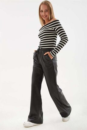 شلوار مشکی زنانه چرم مصنوعی Fashion Friends - کد 868874488