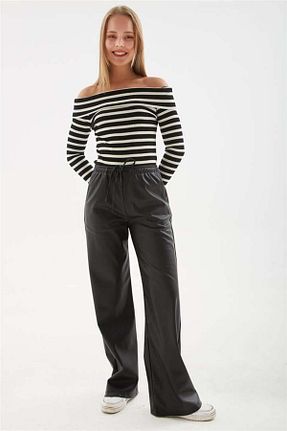 شلوار مشکی زنانه چرم مصنوعی Fashion Friends - کد 868874488