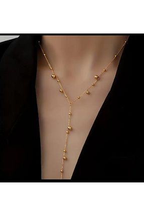 گردنبند جواهر طلائی زنانه استیل ضد زنگ Home - کد 868899202