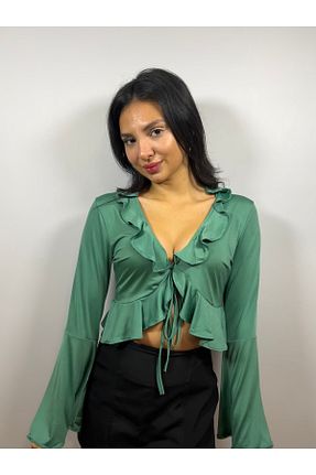 بلوز سبز زنانه ساده Butik - کد 868900281