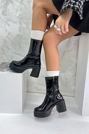بوت / نیم بوت مشکی زنانه چرم لاکی inizio - کد 868896603