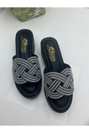 دمپائی مشکی زنانه چرم مصنوعی GİRGÖR - کد 868920693