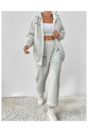 ست بالاتنه و پائین تنه طوسی زنانه بافت KMS MODA - کد 868911597