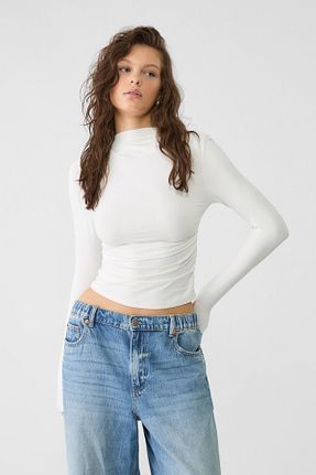 تیشرت نباتی زنانه اسلیم فیت Stradivarius - کد 868917955