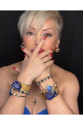 دستبند جواهر طلائی زنانه سنگ طبیعی Jansu Jewellery Desing - کد 868986243